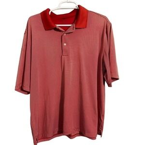 Palm Beach Golf Polo Shirt Mens L Red‎ Striped Performance Short Sleeve